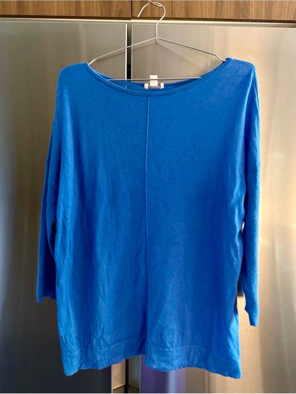 100% Merinowool royal blue summer Boatneck Sweater